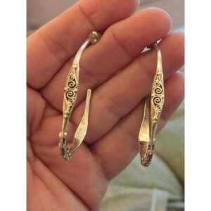 Sterling Silver 925 Unique Annika Witt Bali Oval Hoop Earrings